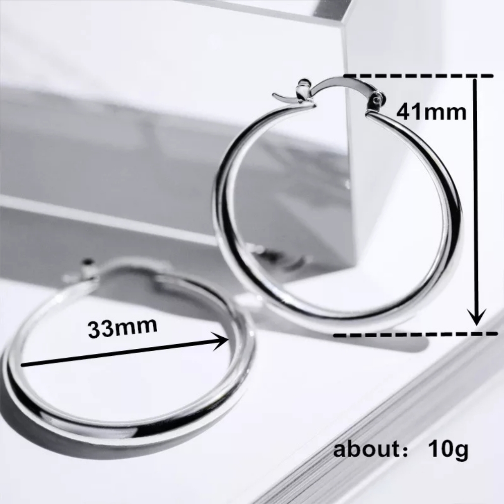 New 18K Rose Gold 1.5” Round Hoop Earrings - Picture 2 of 2